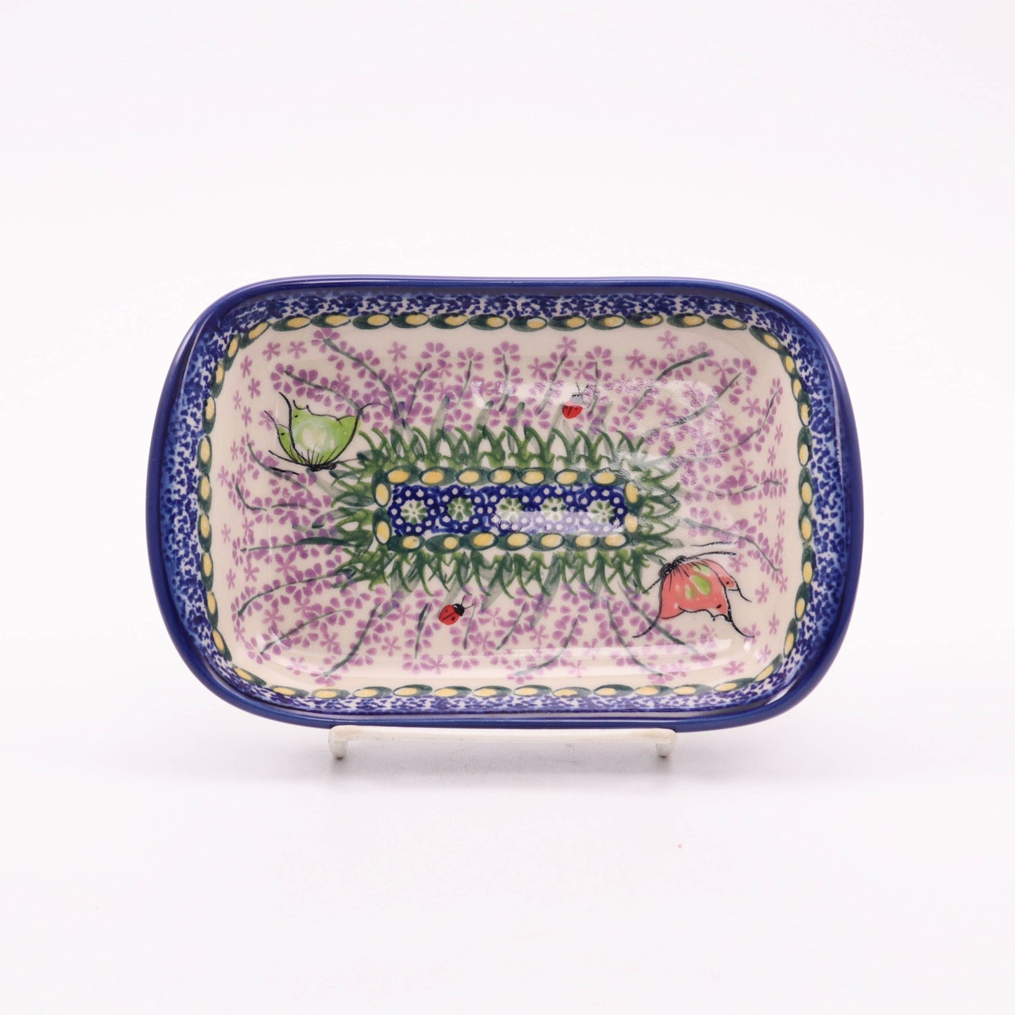 7.5"x5" Rectangular Dish with Handles. Patter: Lavender Fields