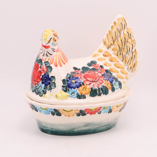 8"x6"x8" Hen Container. Pattern: Colorful
