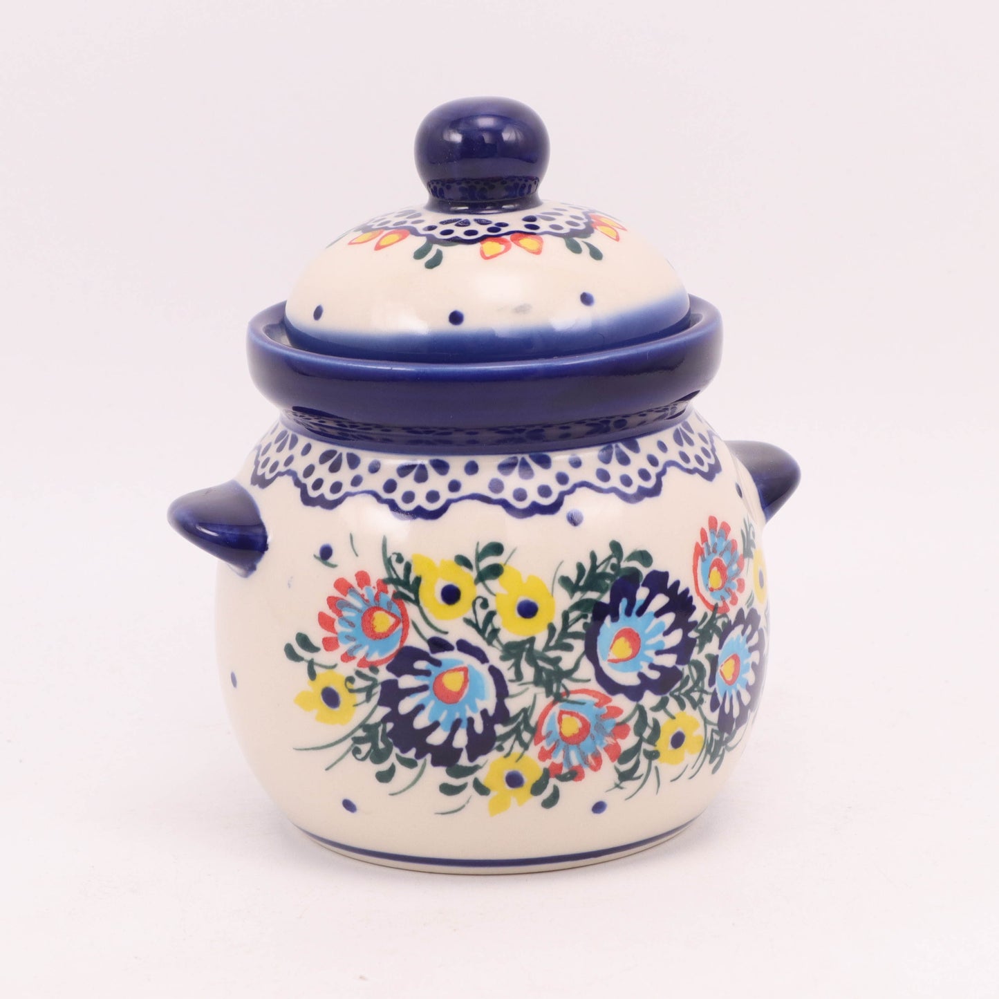 0.4L Canister with Lid. Pattern: Folk Floral