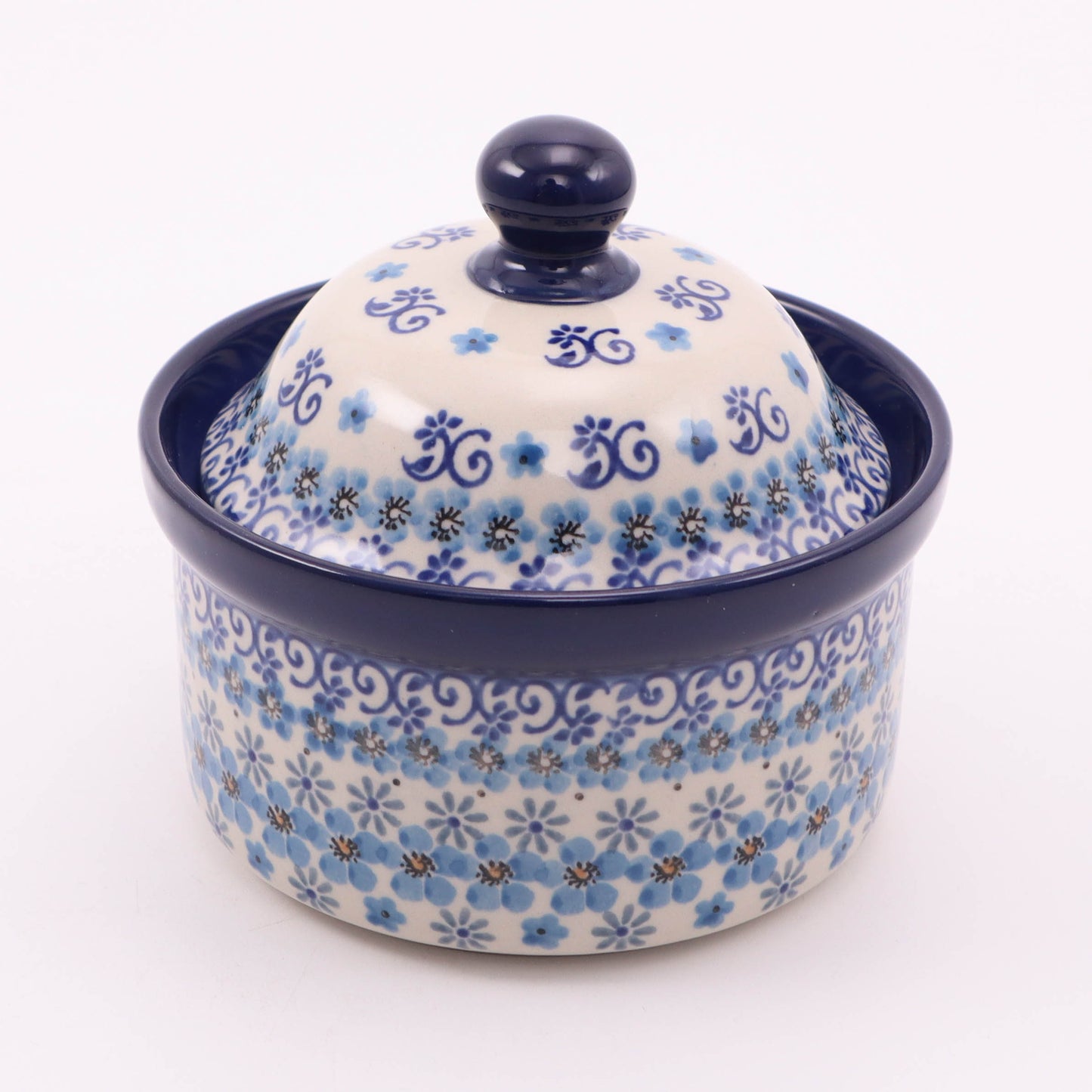 4"x5" Round Covered Dish. Pattern: Country Charm