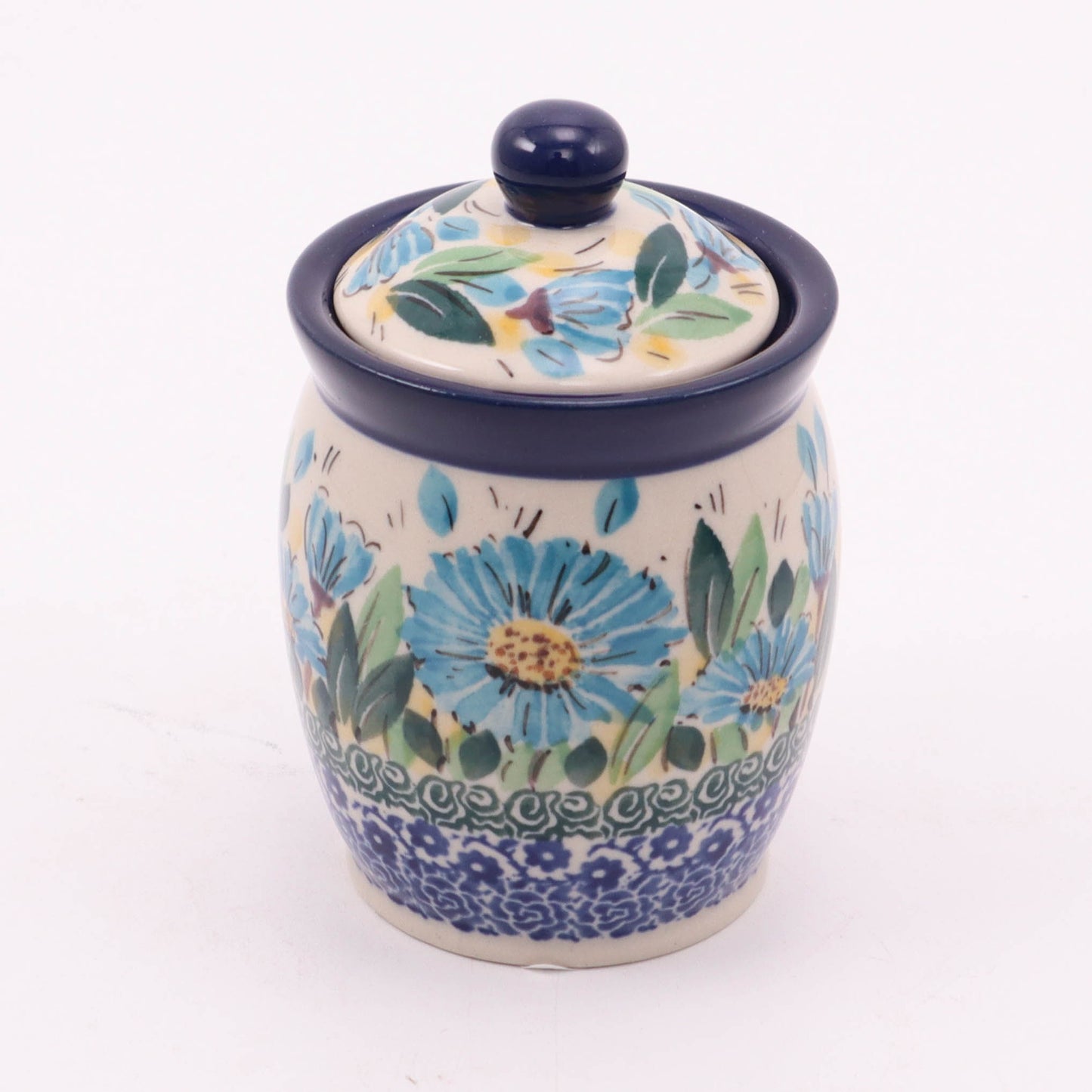 3" Mini Canister. Pattern: Blue Aster
