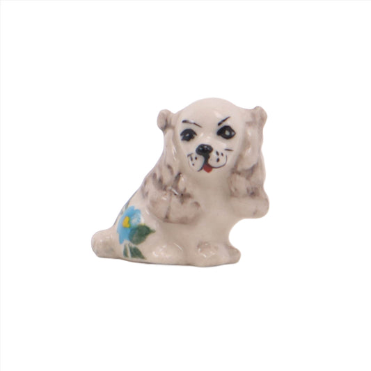 1.5" Dog Figurine. Pattern: Blue Flower