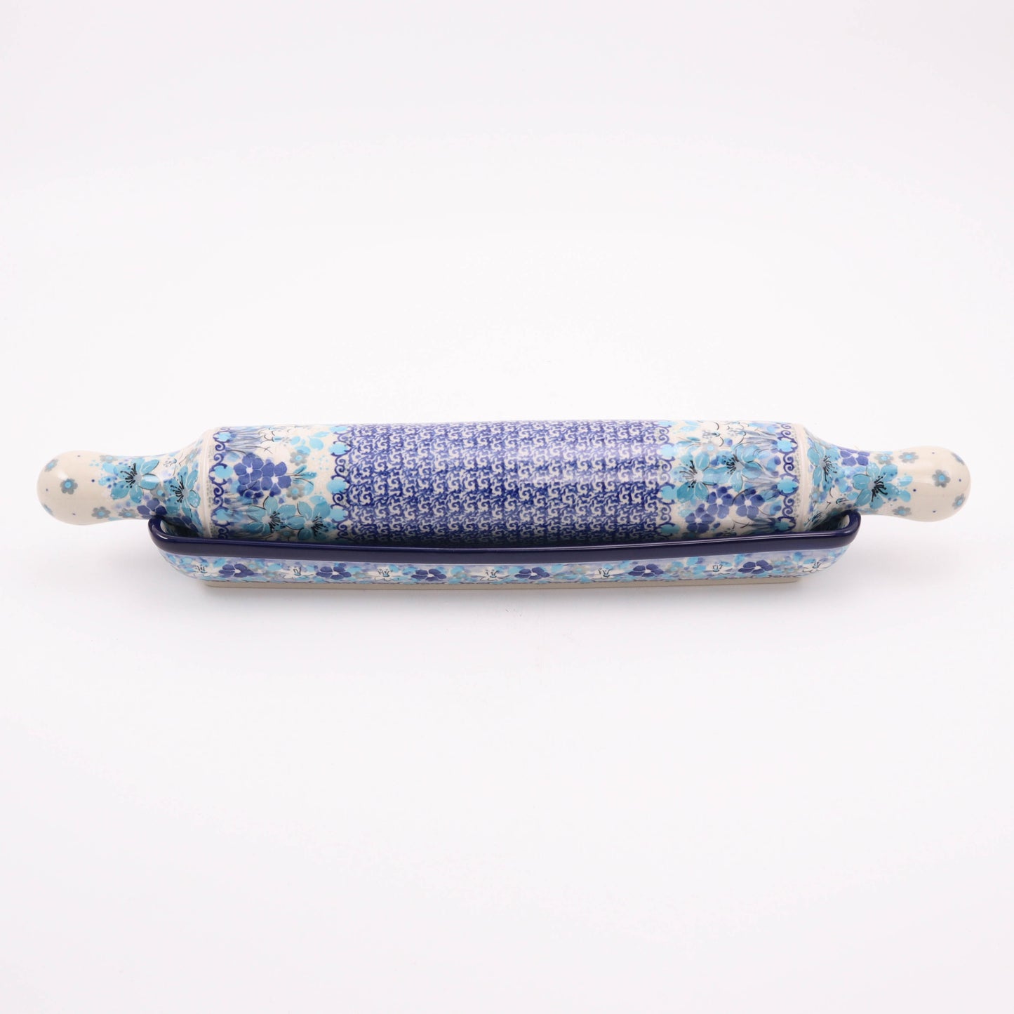 18" Rolling Pin with Cradle. Pattern: Dragonfly Meadow