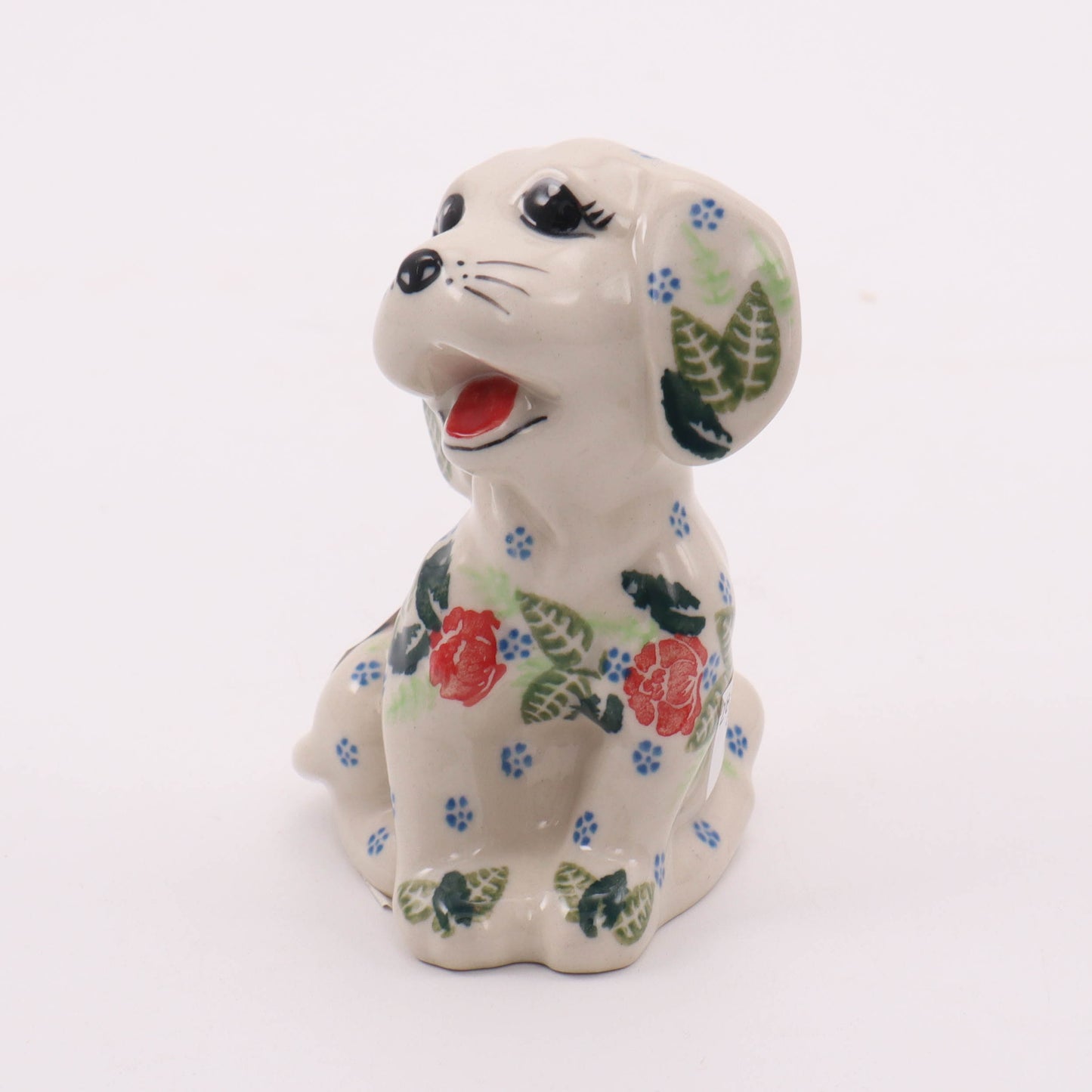 2"x3" Puppy Figurine. Pattern: Red Rose