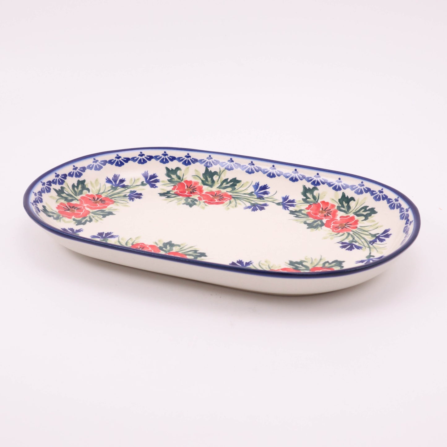 8.5"x13" Oval Serving Dish. Pattern: Charming Chicory