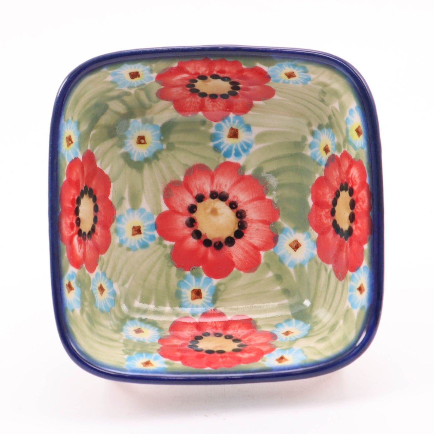 5" Small Square Dish. Pattern: Flower Power