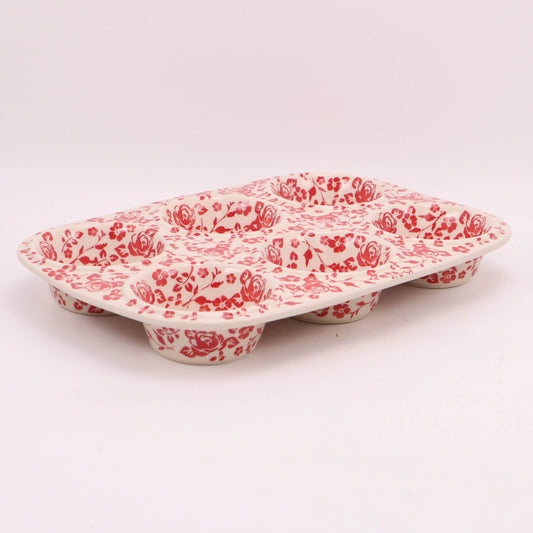 12.5"x8.5" Muffin Baker. Pattern: Rose Garden