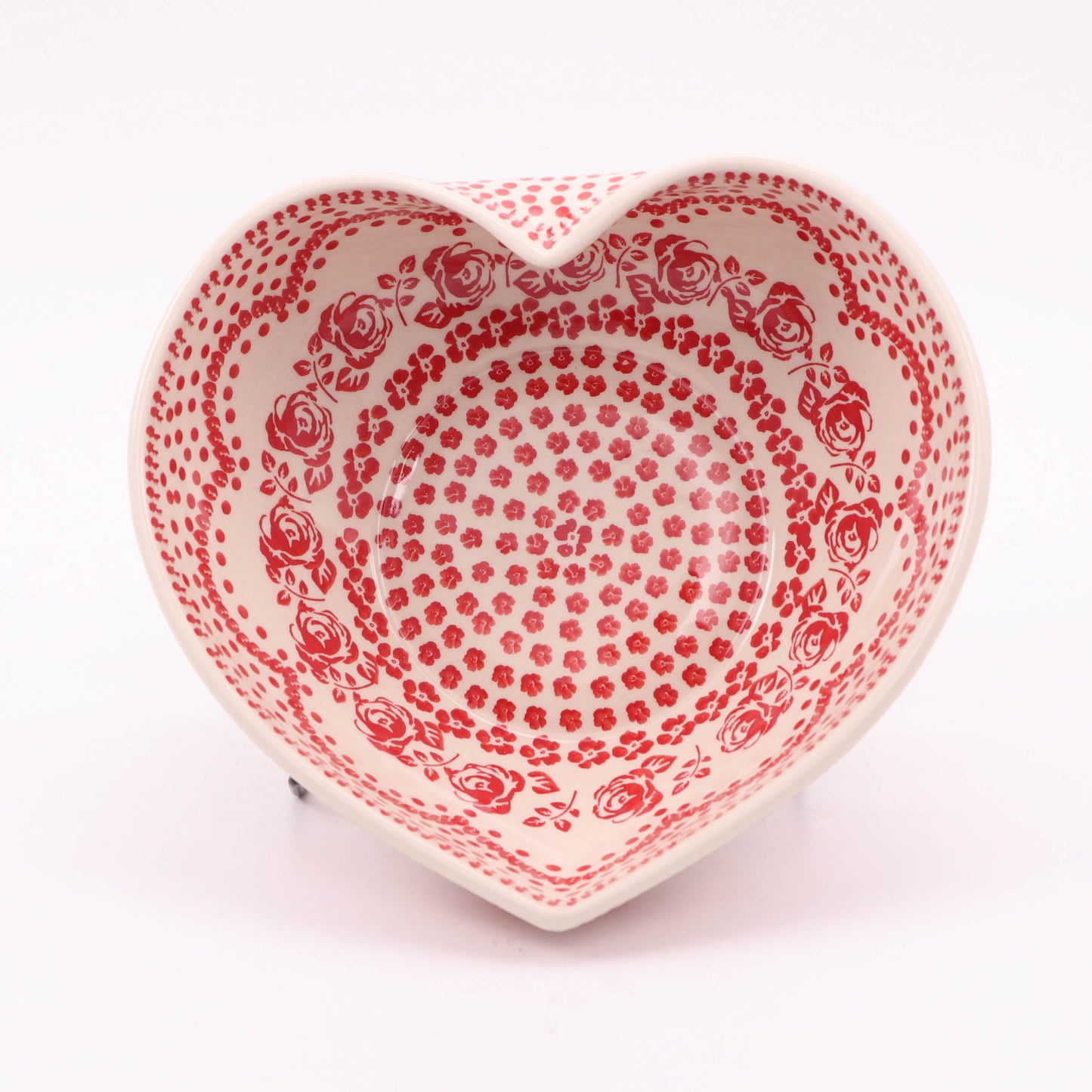 8"x8.5" Heart Bowl. Pattern: Country Rose