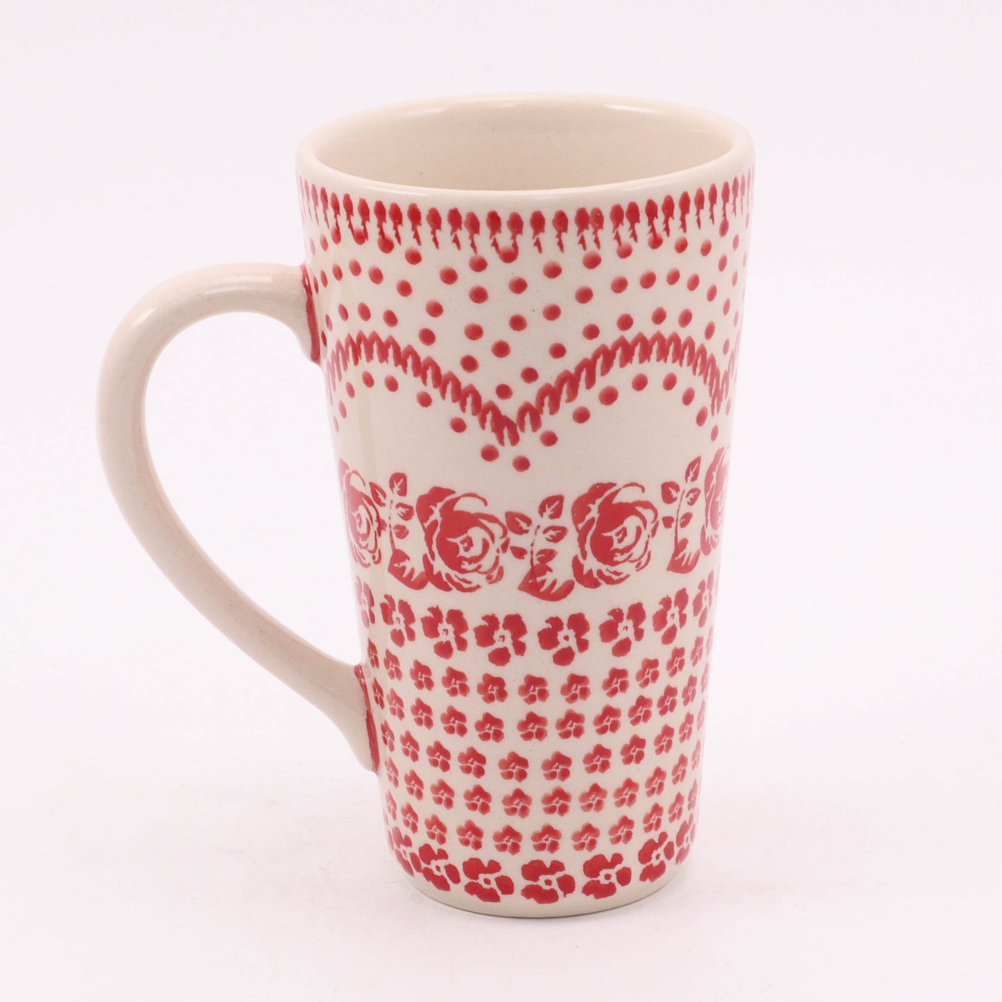 12oz Latte Mug. Pattern: Country Rose
