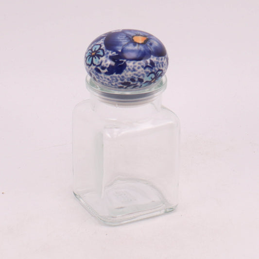 2"x5" Spice Jar. Pattern: Denim Dreams