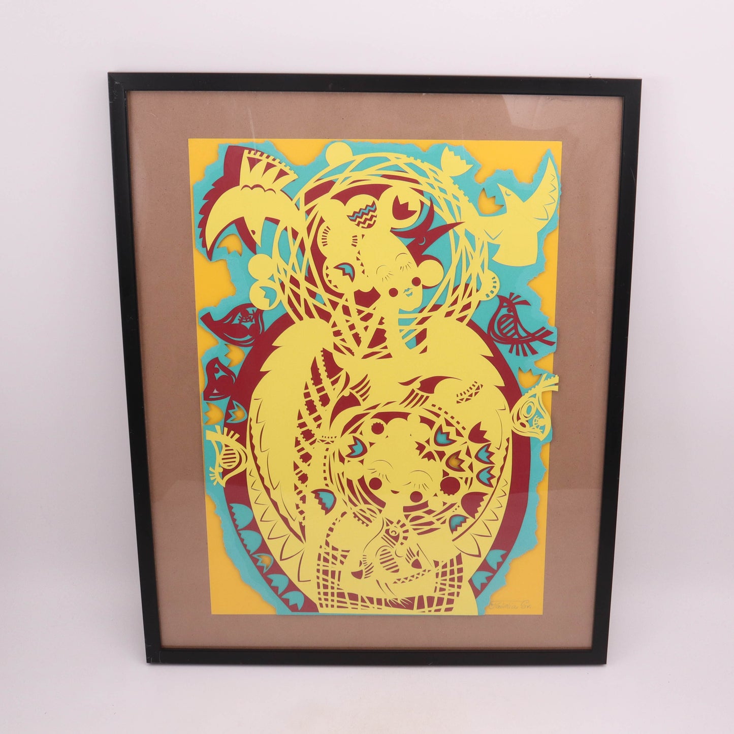 RAFFLE 20.5"x16.5" Cut Paper Art. Pattern: Yellow