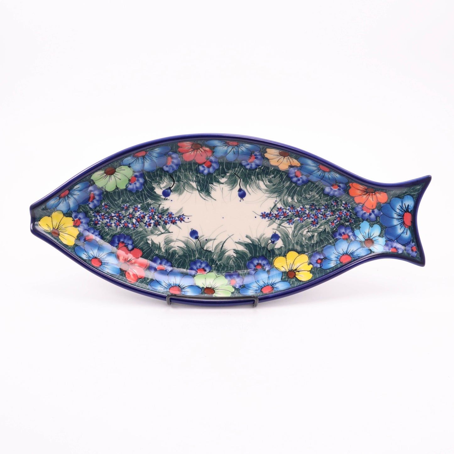 14"x7" Fish Platter. Pattern: Brite Bouquet