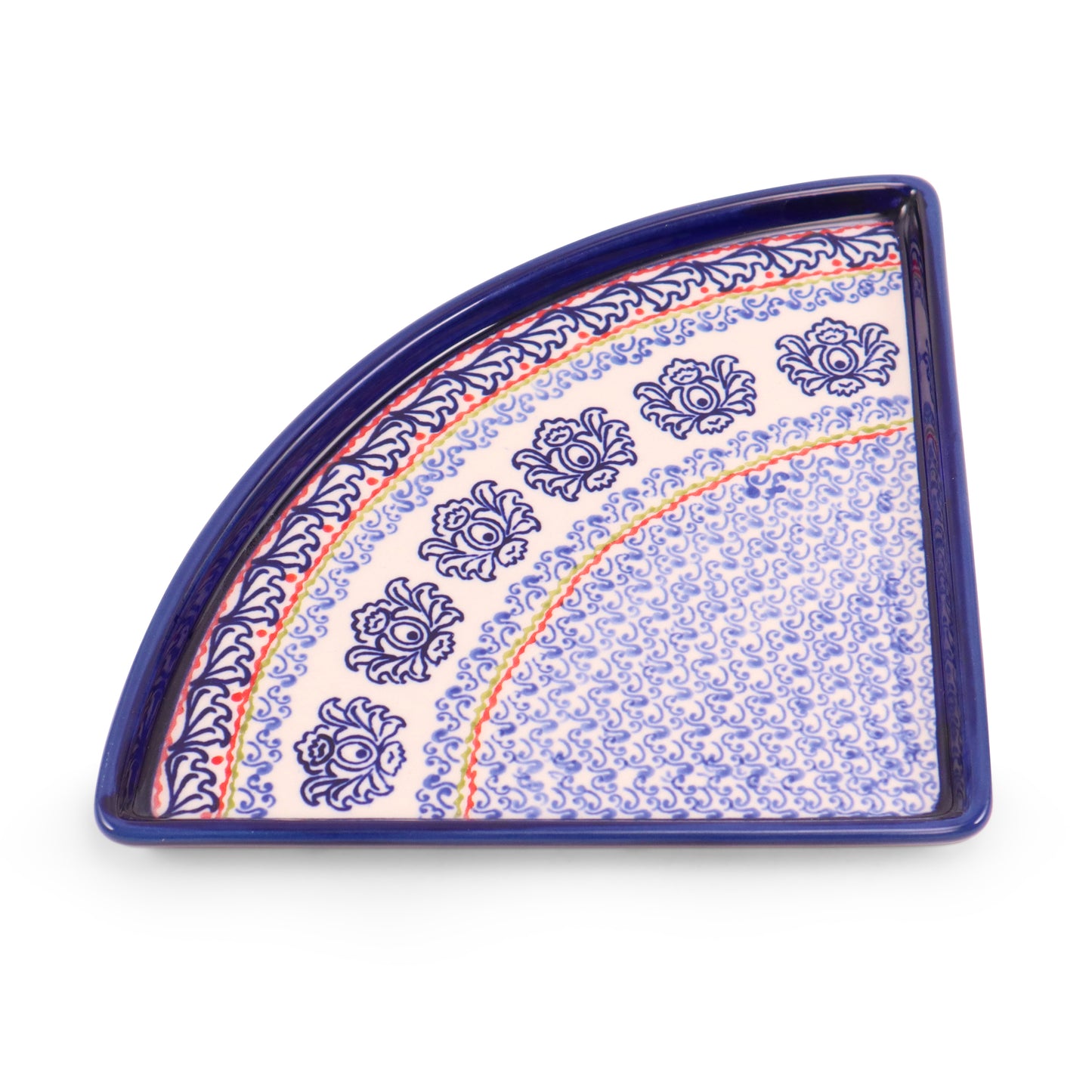 8"x8" Quarter Pizza Plate. Pattern: Blue Lace