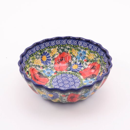 6"x2" Round Fluted Bowl .Pattern: Proud Poppy