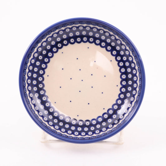 5.5" Shallow Bowl. Pattern: Cobalt Ribbon