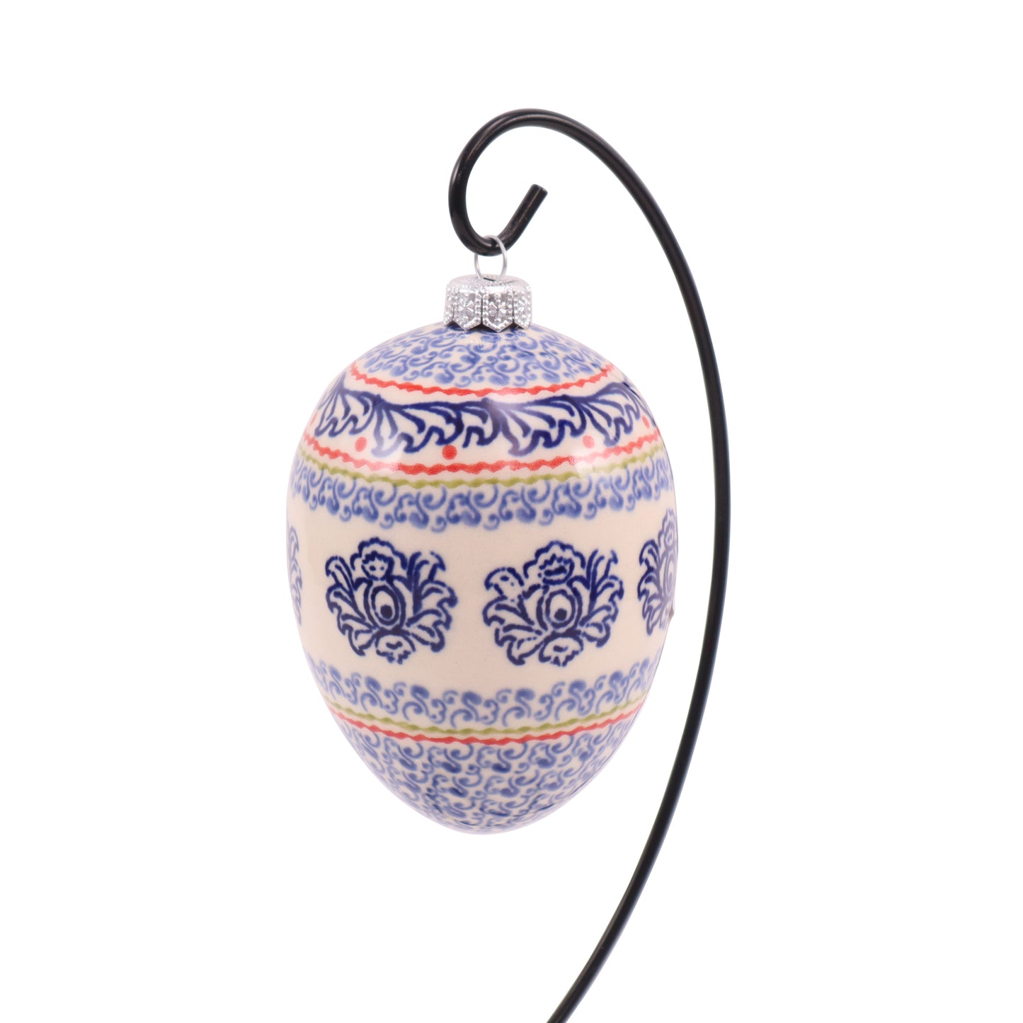 3"x4" Egg Ornament. Pattern: Blue Lace