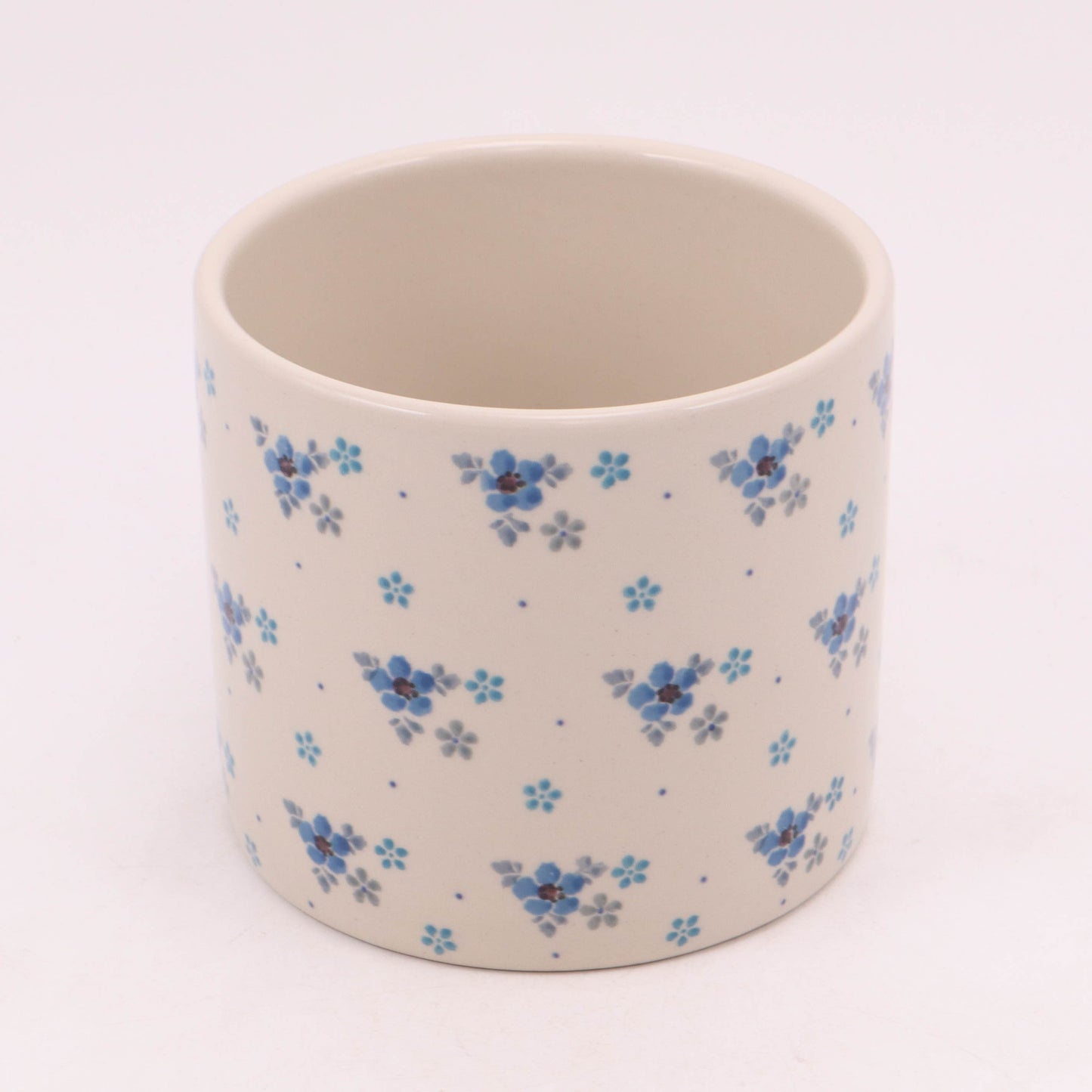5"x4.5" Flower Pot. Pattern: Blue Buzz