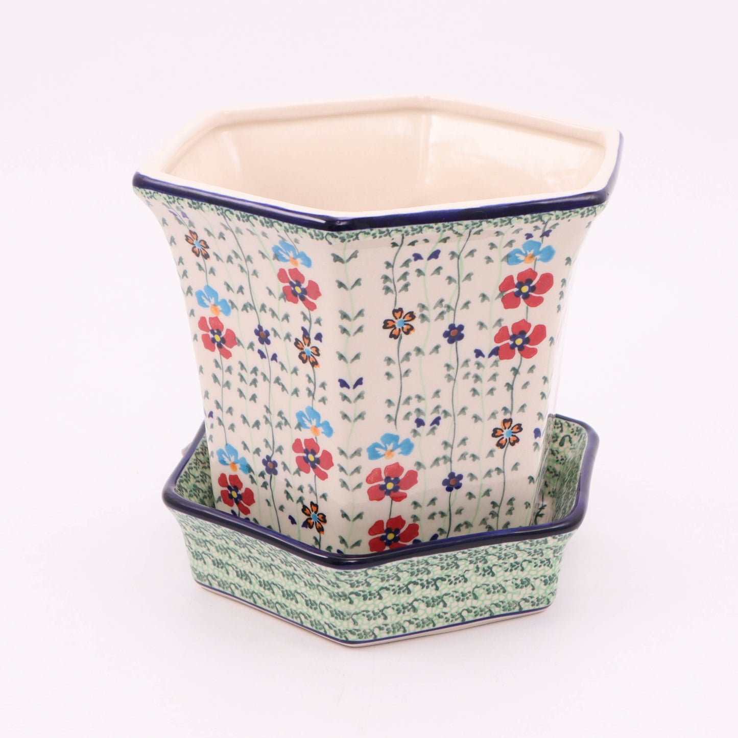 9" Hexagonal Flower Pot .Pattern: 0170