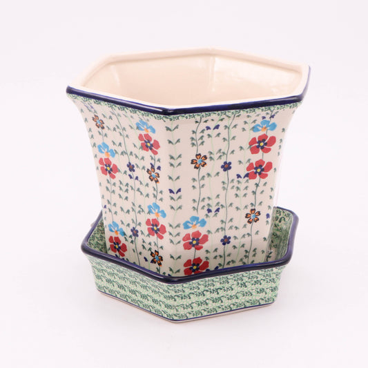 9" Hexagonal Flower Pot .Pattern: 0170