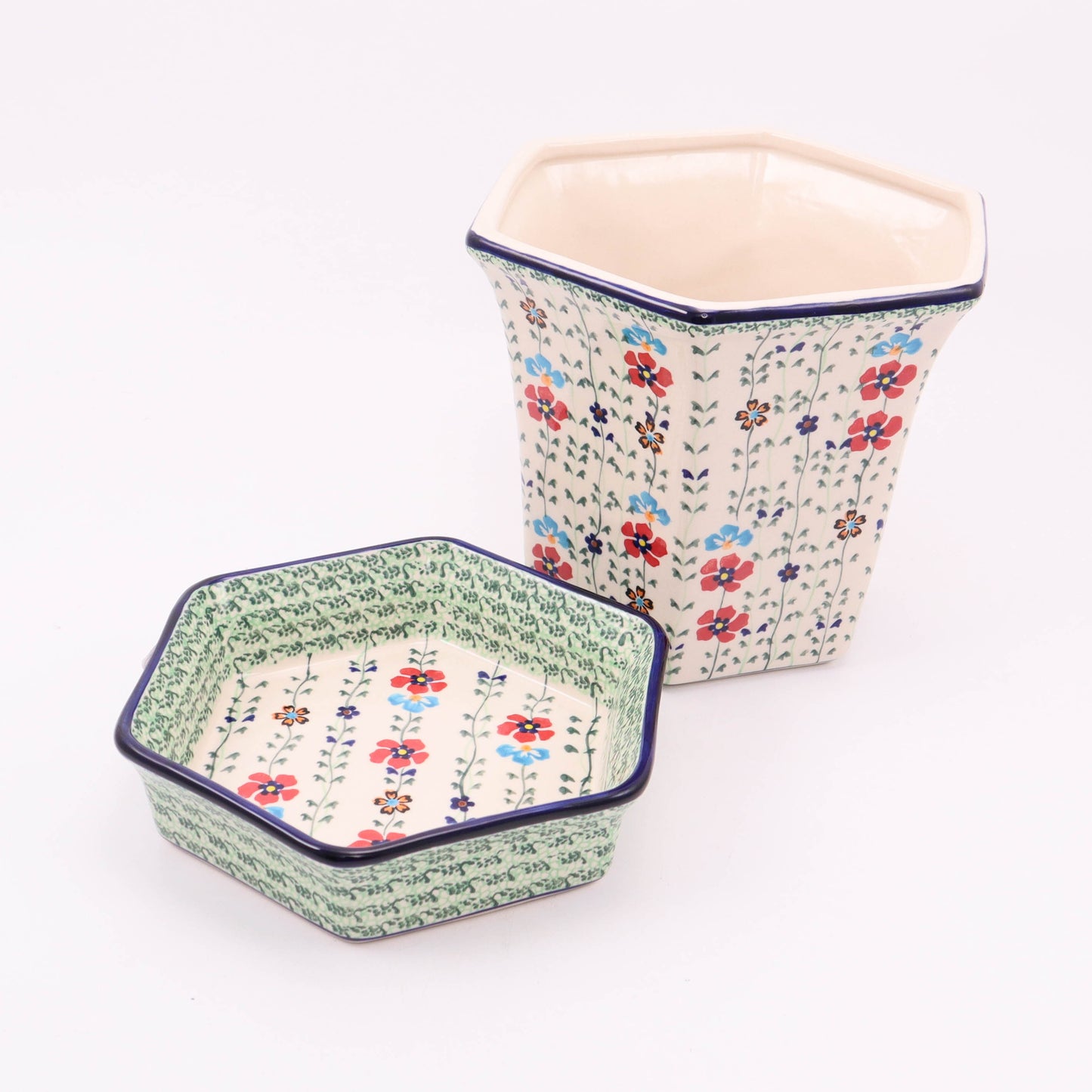 9" Hexagonal Flower Pot .Pattern: 0170