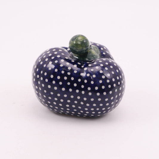4"x3" Short Pumpkin Figurine .Pattern: Cobalt Dots