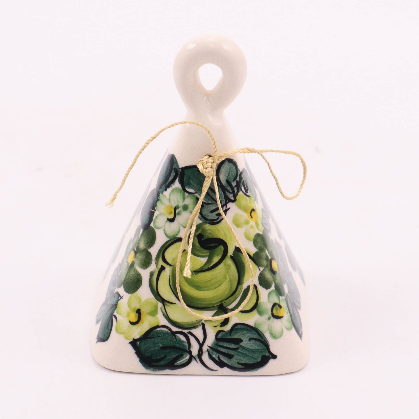 2.5"x3.5" Square Bell Ornament. Pattern: Green
