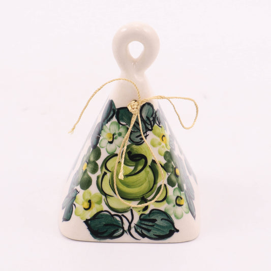 2.5"x3.5" Square Bell Ornament. Pattern: Green