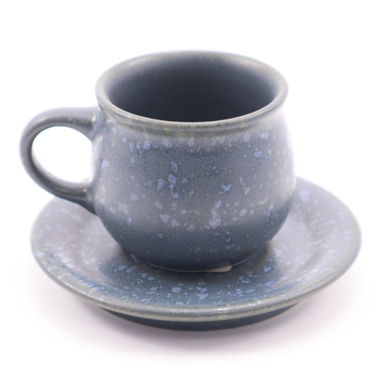 4oz Cup and Saucer Set. Pattern: Slate Blue