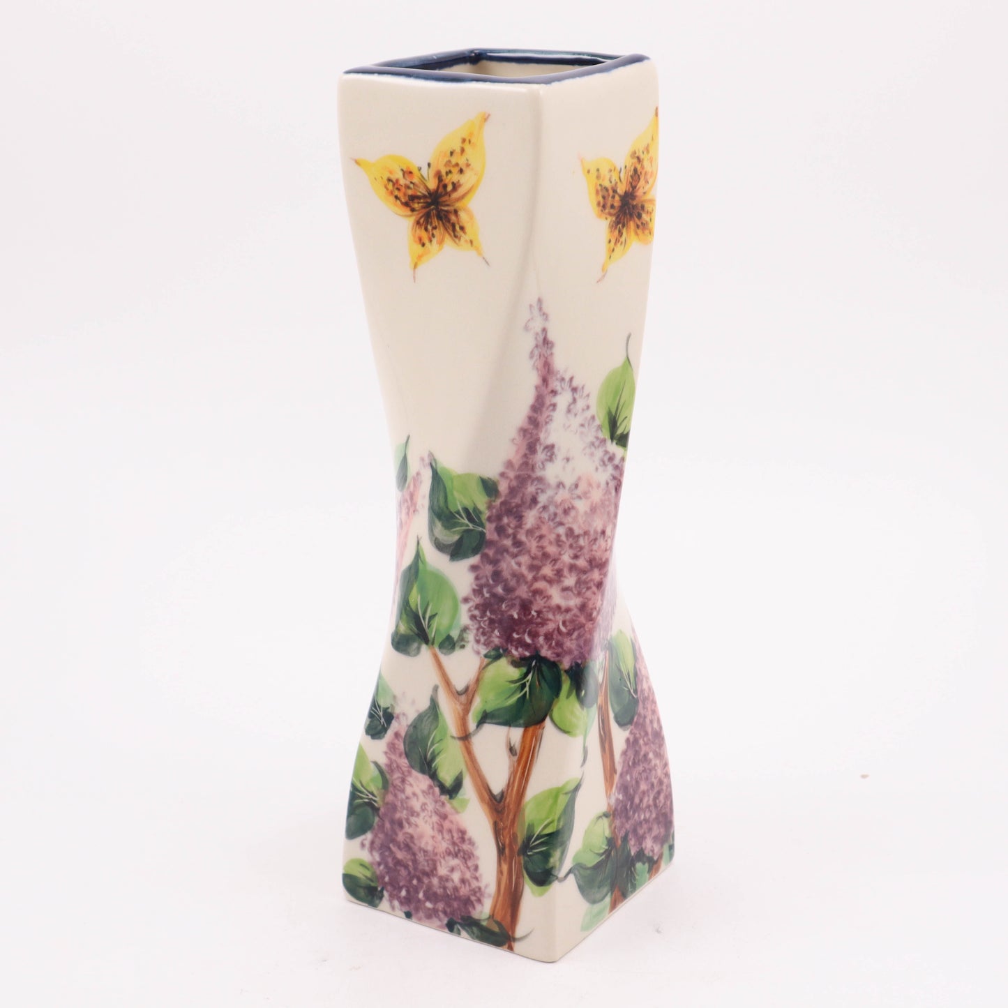 10" Twisted Vase. Pattern: Lovely Lilac