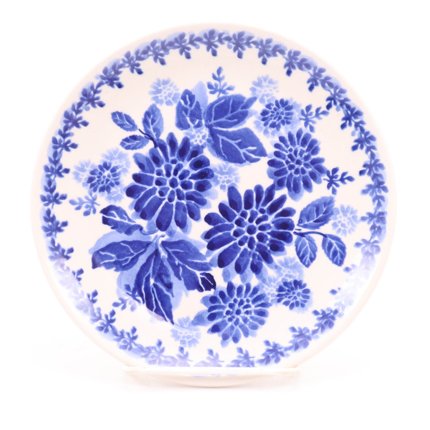 7.5" Dessert Plate. Pattern: The Blue Dahlia