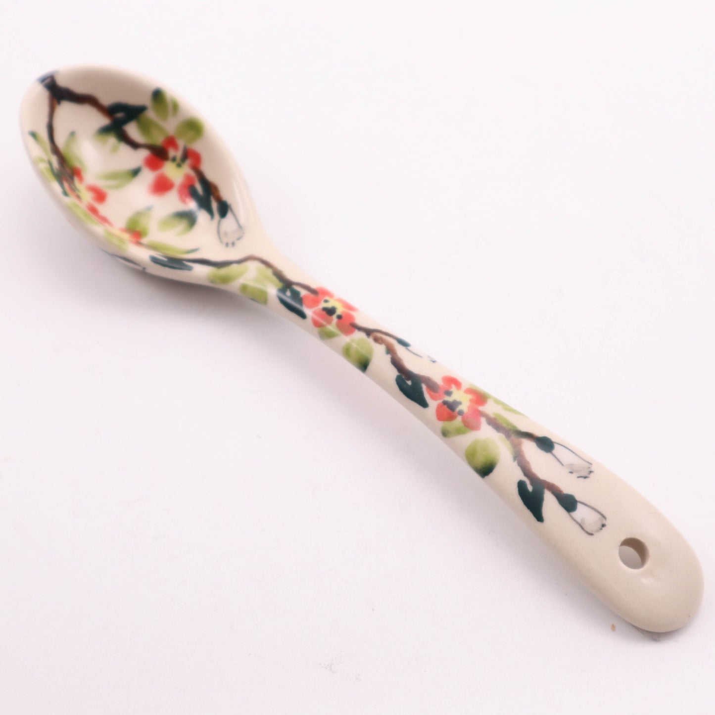 6.5" Small Spoon. Pattern: Apple Blossom Red