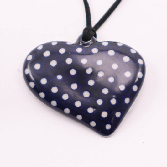 2"x2" Heart Pendant. Pattern: Cobalt Dots