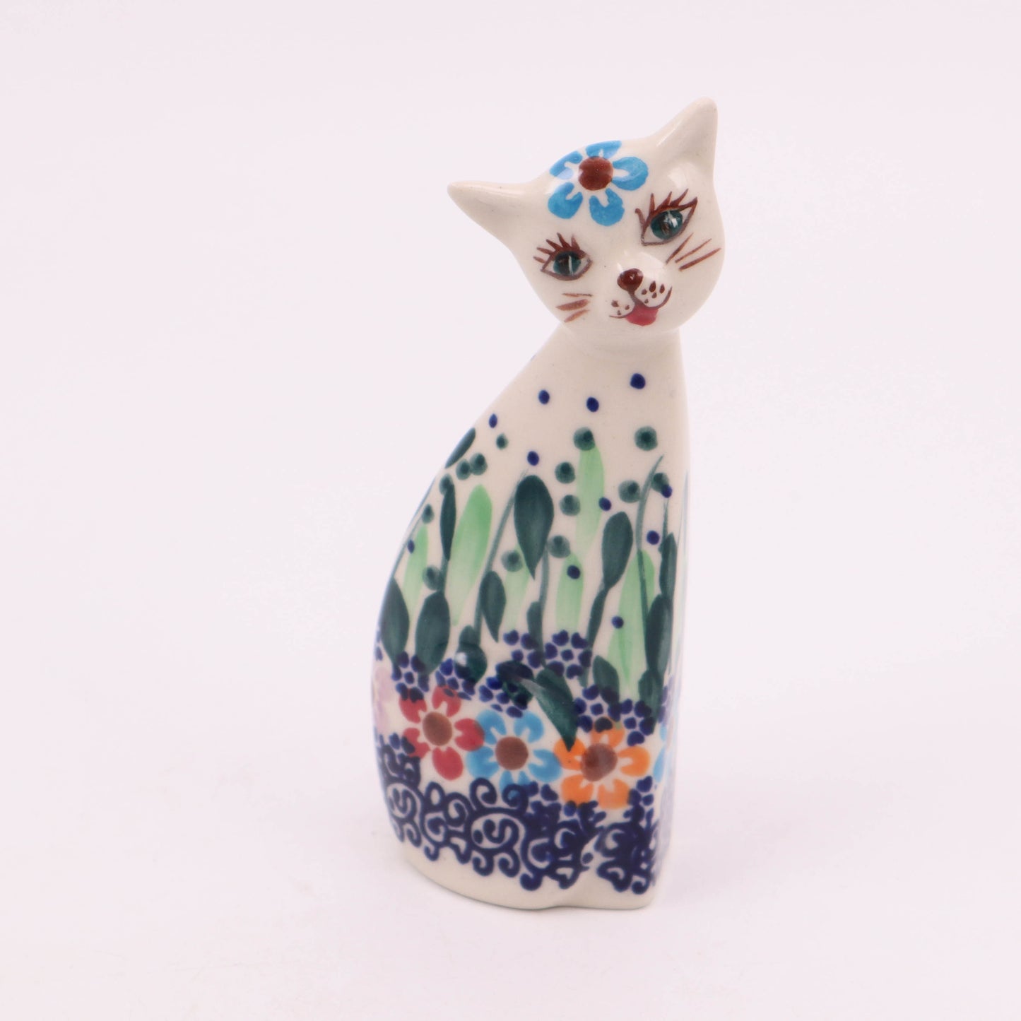 2"x4.5" Standing Cat Figurine. Pattern: Daisy