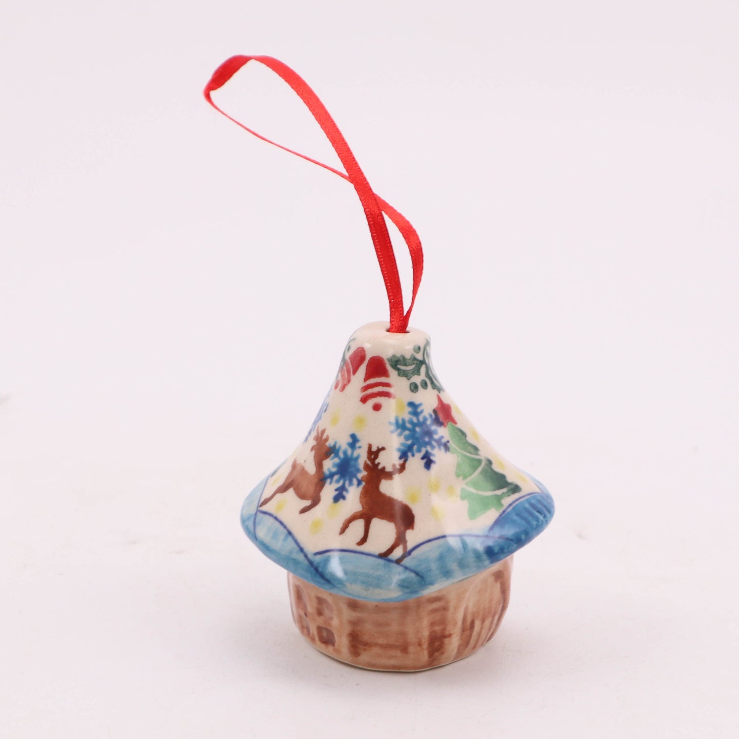 2.5"x2.5" Round Roof House Ornament. Pattern: Reindeer