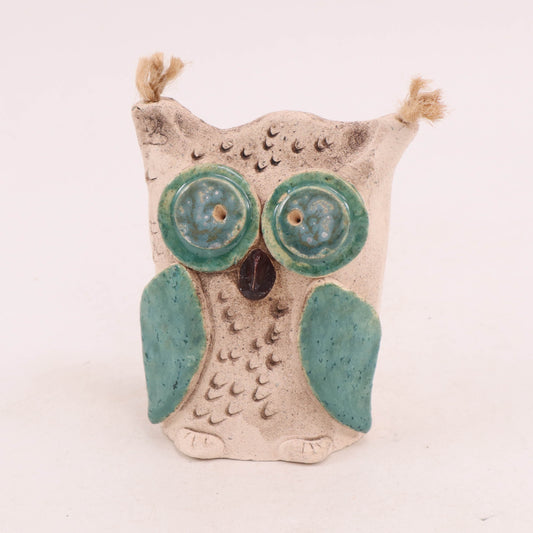 3"x4" Owl Figurine. Pattern: Denim