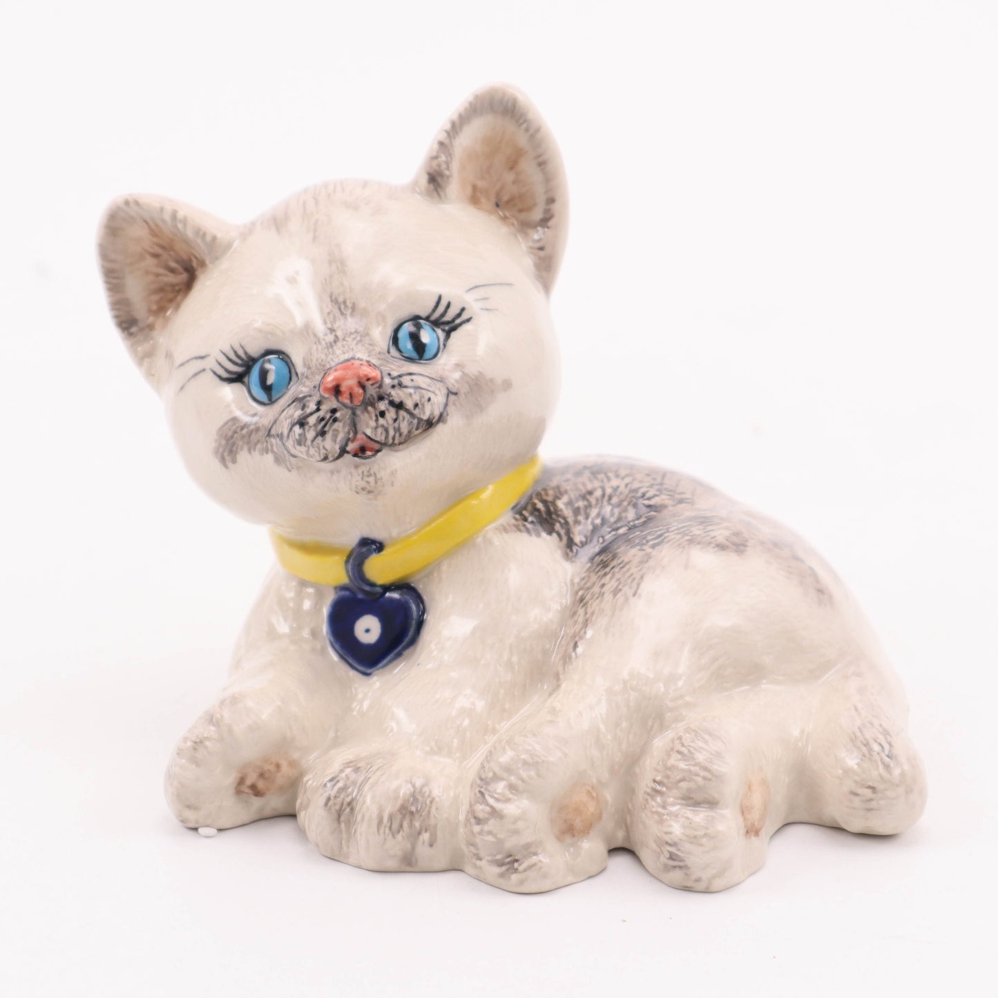 4.5"x3" Cat Figurine. Pattern: Yellow Collar