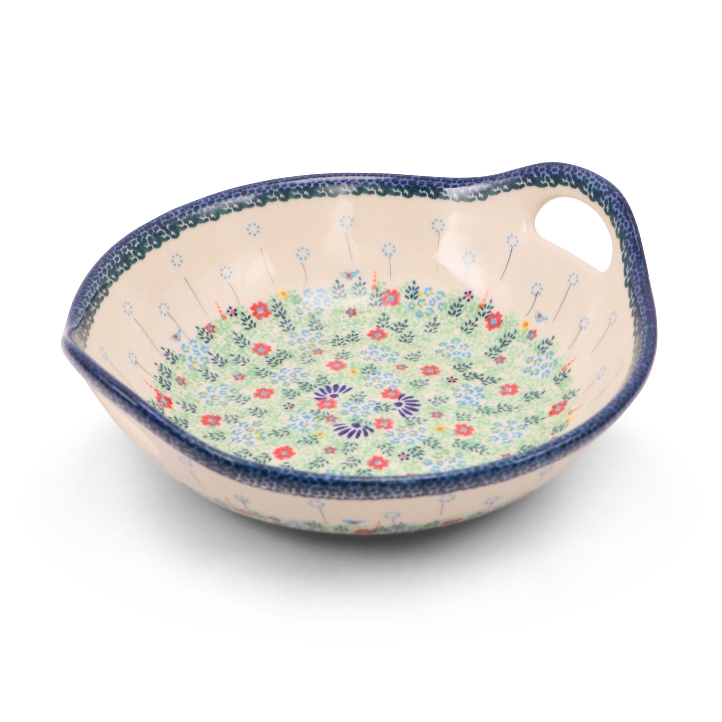 10" Bowl with Handles. Pattern: Spring Bouquet