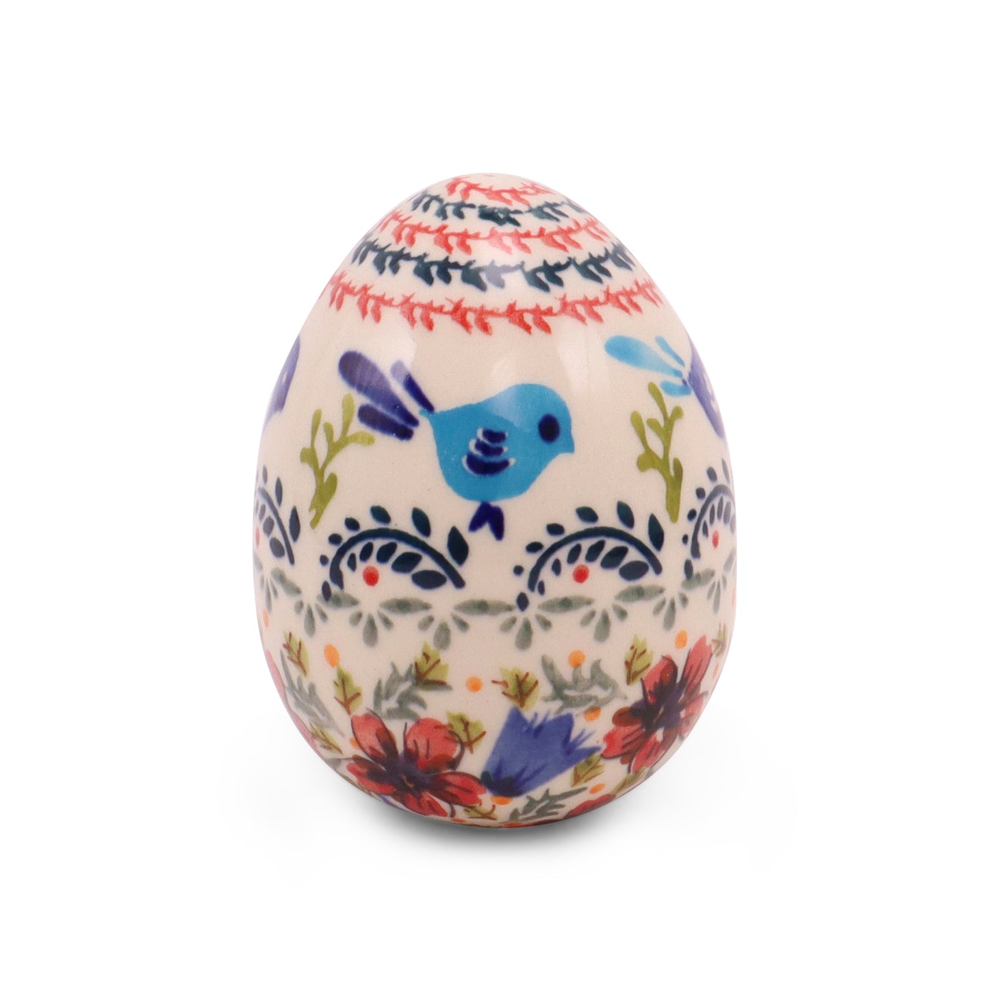 3"x4.5" Egg Figurine. Pattern: Bluebird Bliss