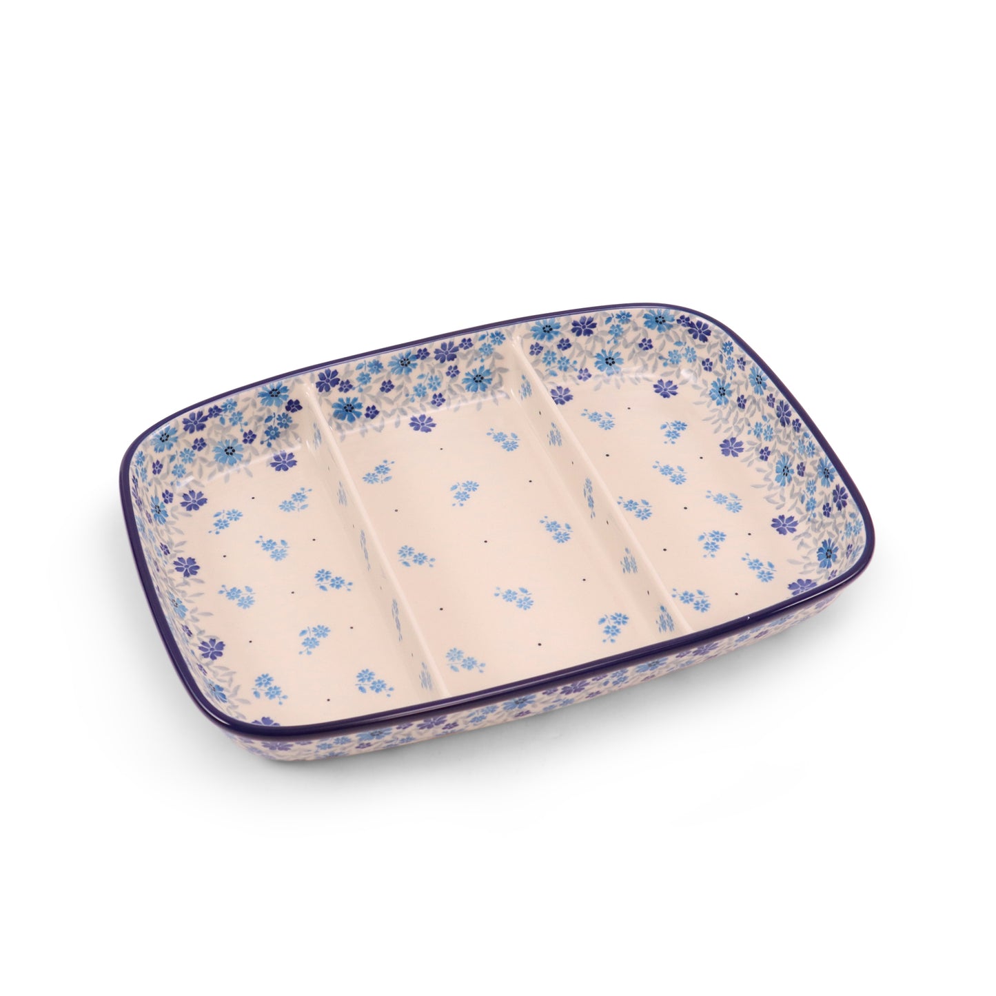 9.5"x13" Divided Baking Dish. Pattern: Flower Shower