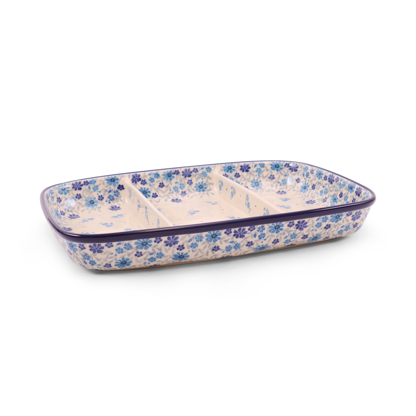 9.5"x13" Divided Baking Dish. Pattern: Flower Shower