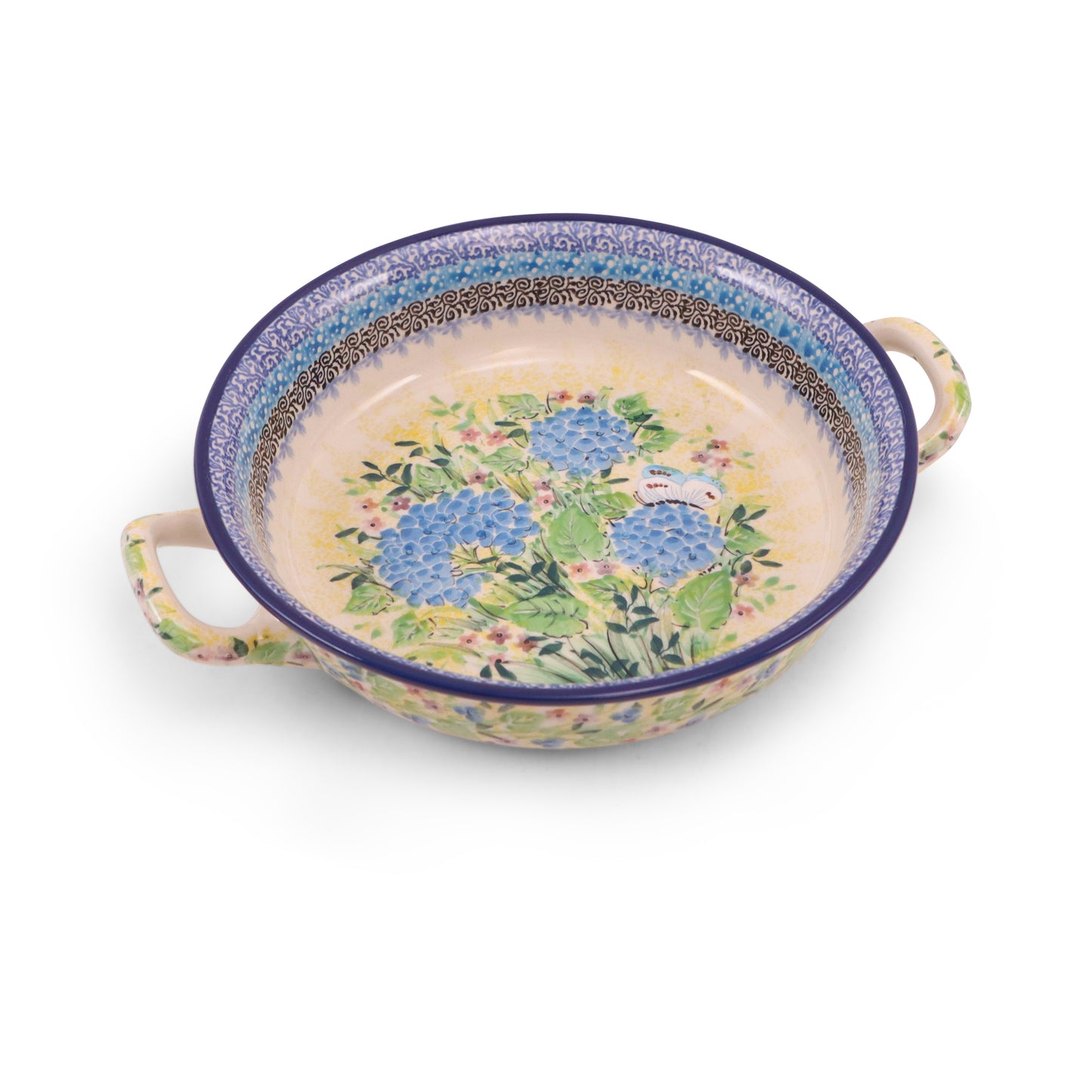 8" Round Baker with Handles. Pattern: Spring Meadow