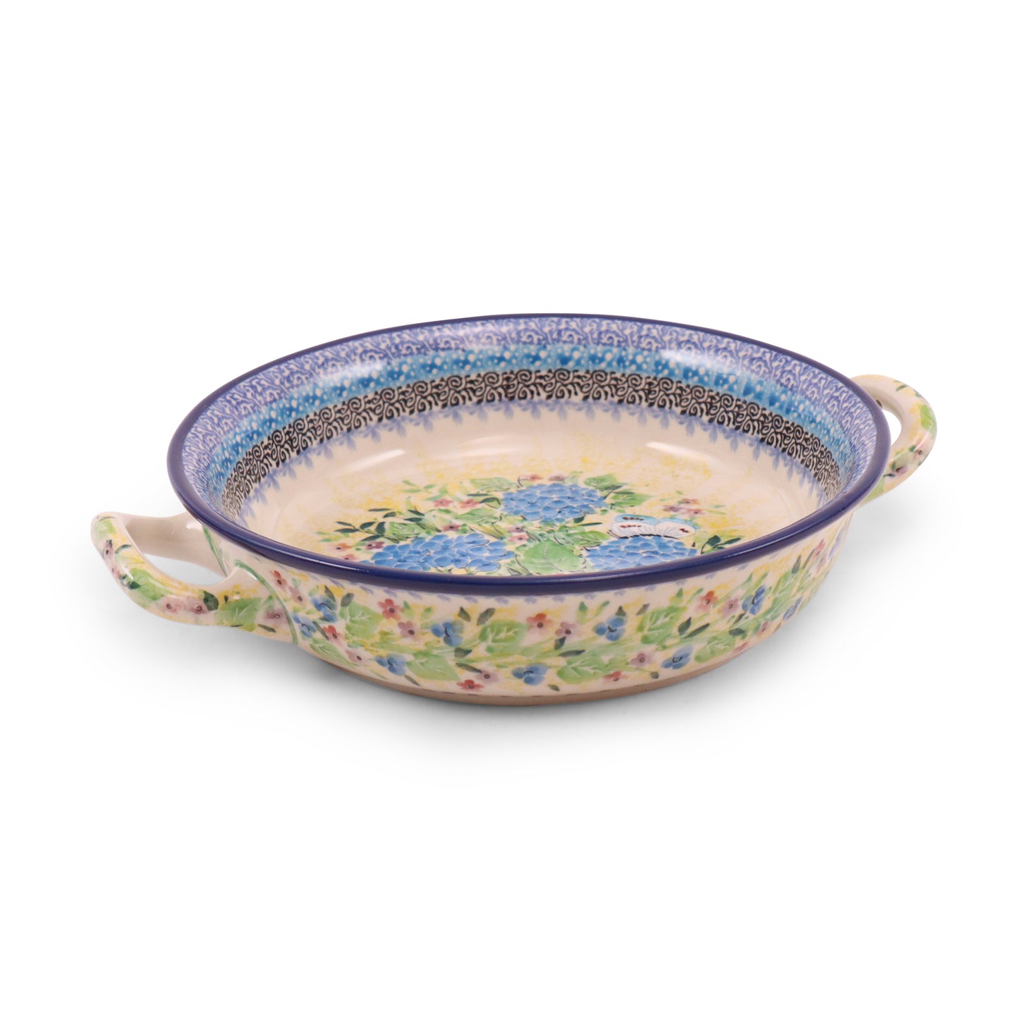 8" Round Baker with Handles. Pattern: Spring Meadow