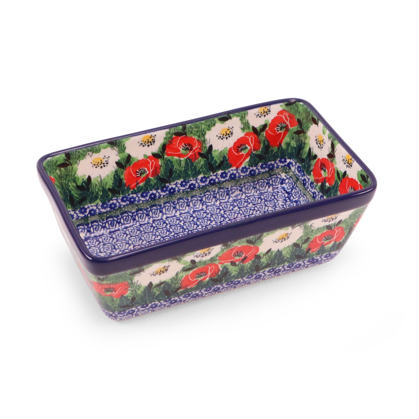 8"x5" Loaf Pan. Pattern: Polish Meadow