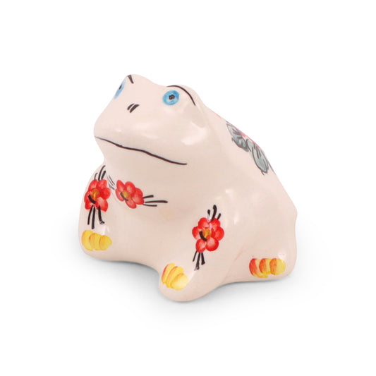 3"x2.5"x2.5" Sitting Frog Figurine. Pattern: Colorful