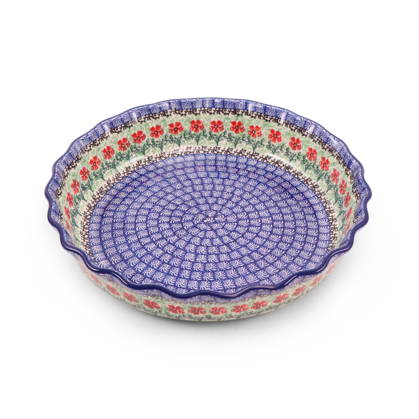 11" Waved Tart Dish. Pattern: Maraschino