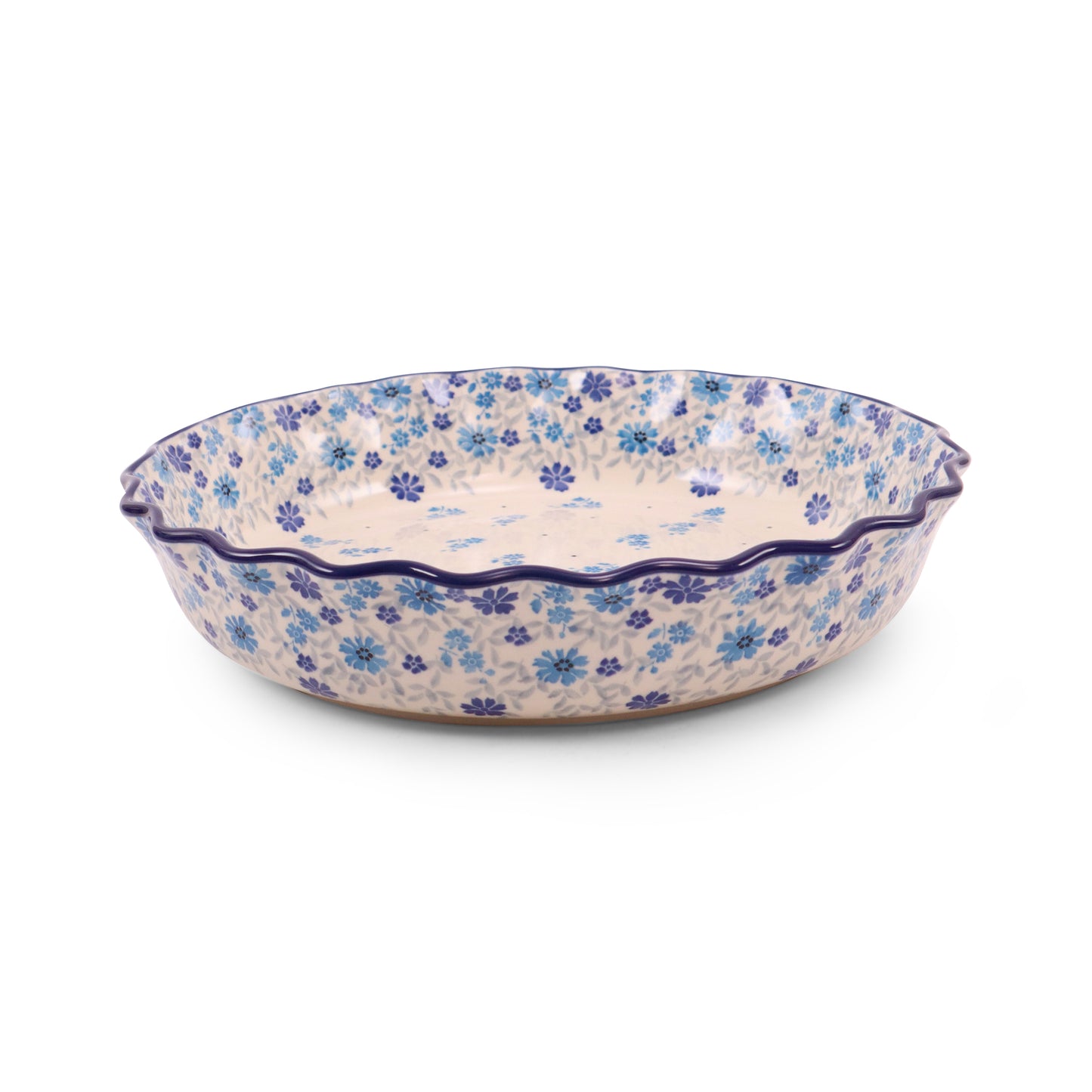 11" Waved Tart Dish. Pattern: Flower Shower