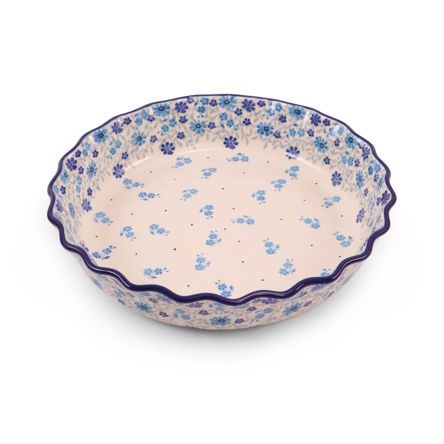 11" Waved Tart Dish. Pattern: Flower Shower