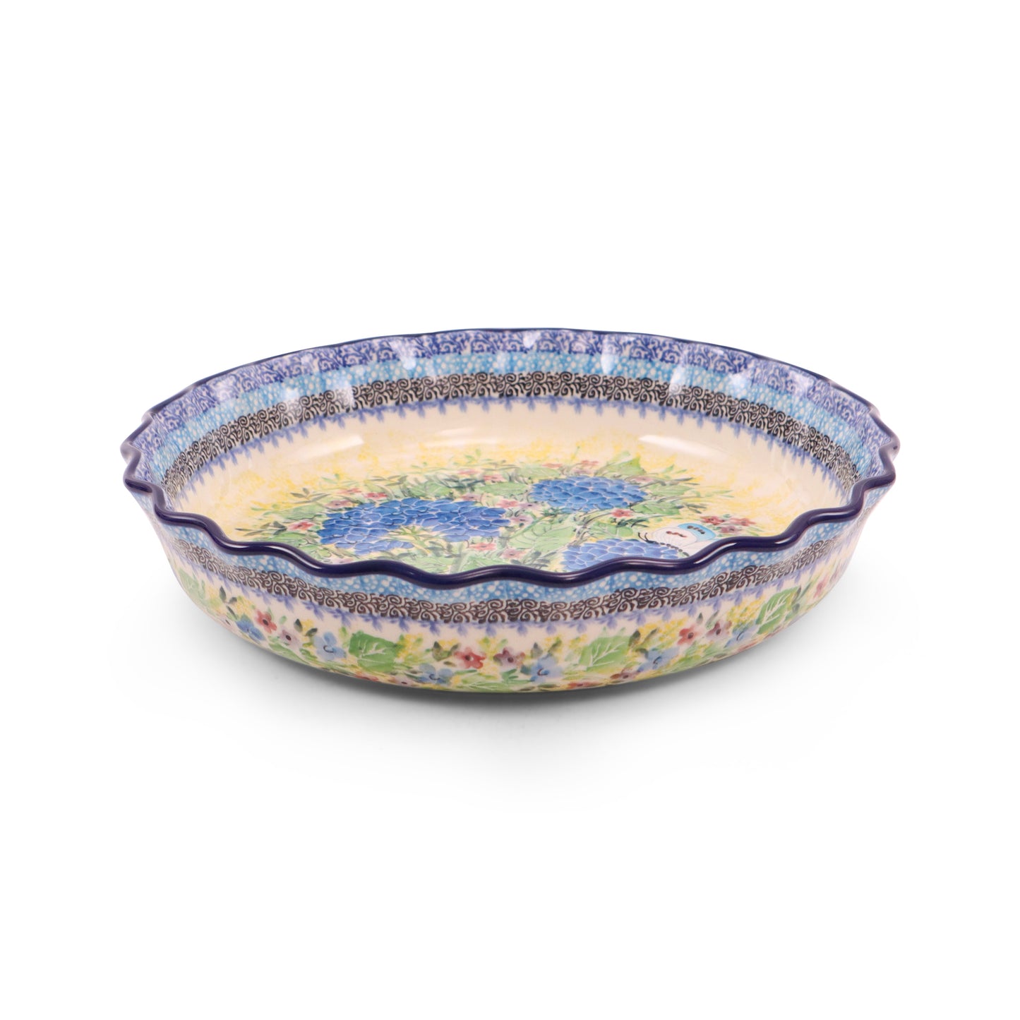 11" Waved Tart Dish. Pattern: Spring Meadow