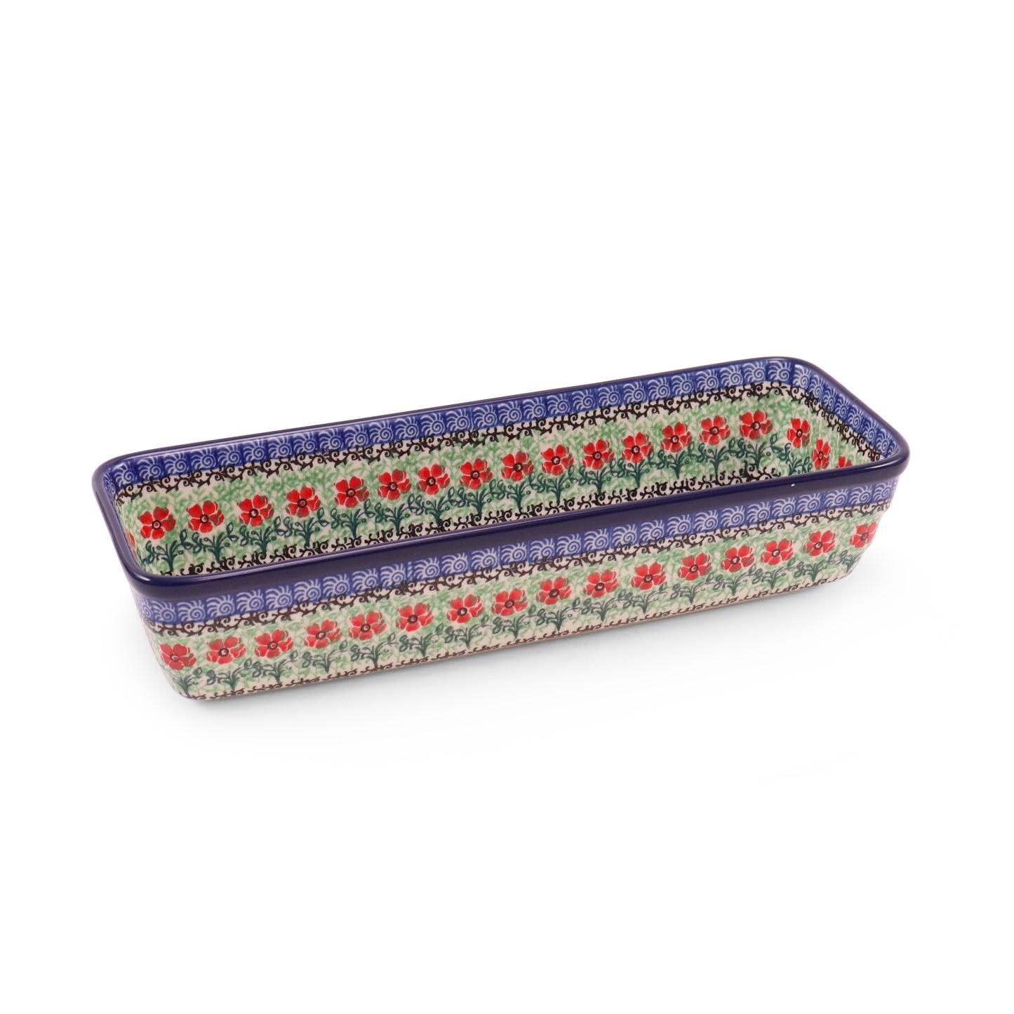 12"x4.5" Long Rectangular Baker. Pattern: Maraschino