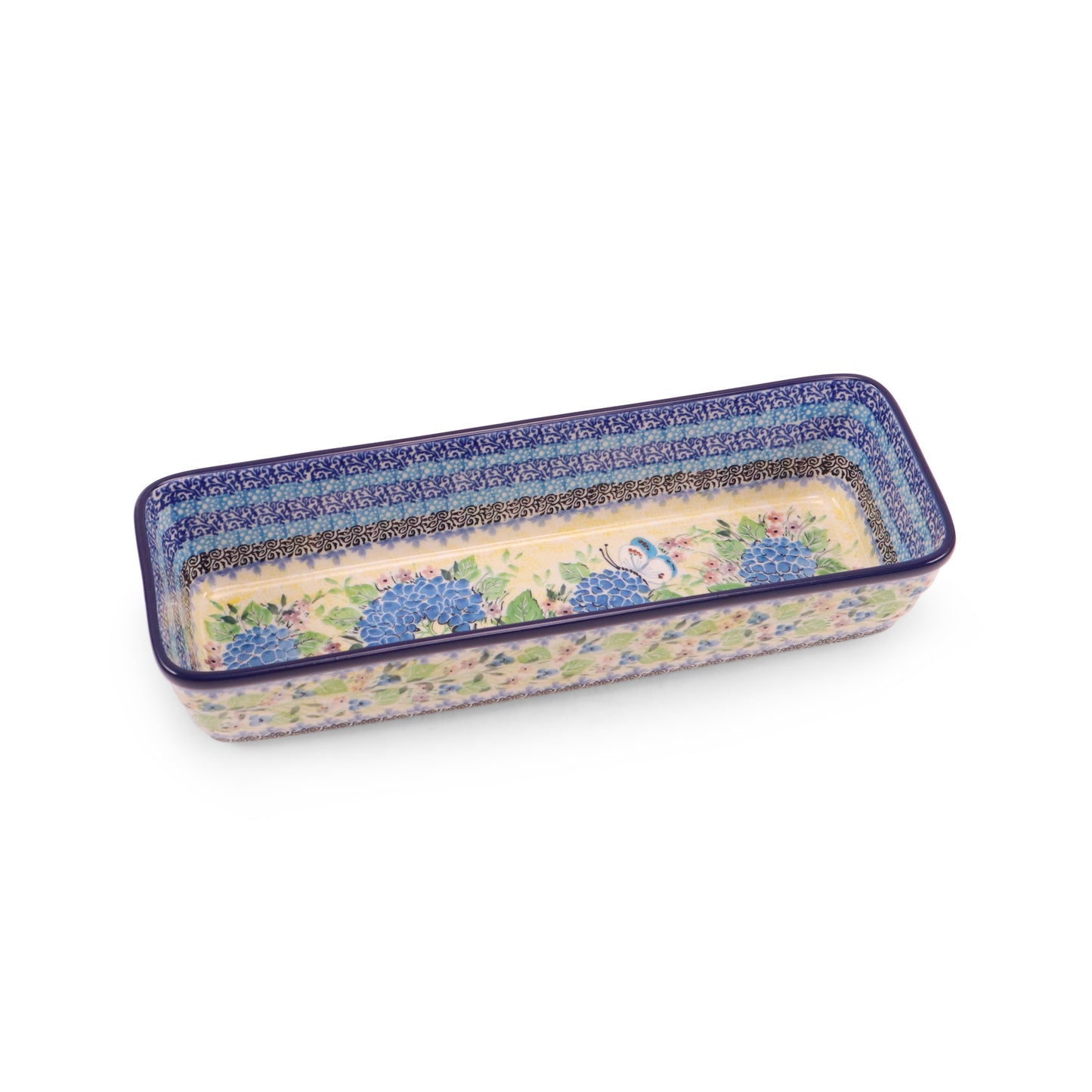 12"x4.5" Long Rectangular Baker. Pattern: Spring Meadow